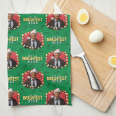 クリスマス休暇 |最も明るい電球パターンではない キッチンタオル (四つ折り)