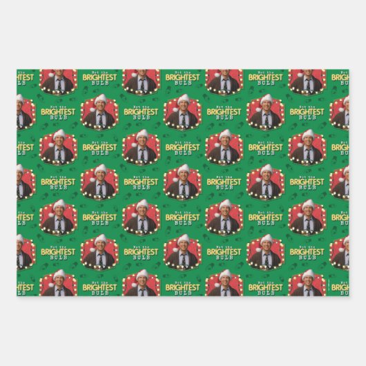 クリスマス休暇 |最も明るい電球パターンではない ラッピングペーパーシート (正面3)