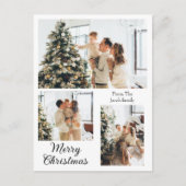 クリスマス休暇 現代タイポグラフィ 3枚の写真 シーズンポストカード (正面)