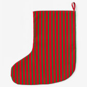 クリスマス休暇 赤緑のストライプ模様 ラージクリスマスストッキング (裏面)