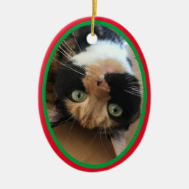 クリスマス休暇 赤緑 ねこ 追悼 セラミックオーナメント