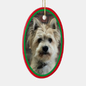 クリスマス休暇 赤緑 思い出の犬 セラミックオーナメント (右)