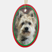 クリスマス休暇 赤緑 思い出の犬 セラミックオーナメント (左)