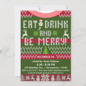 クリスマス休暇　飲んで食べて楽しく　ニットセーター 招待状 (正面)