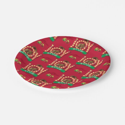 クリスマス休暇 | Joy to the Squirrel Pattern ペーパープレート (アングル)