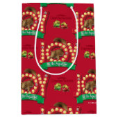 クリスマス休暇 | Joy to the Squirrel Pattern ミディアムペーパーバッグ (正面)
