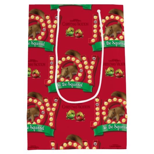 クリスマス休暇 | Joy to the Squirrel Pattern ミディアムペーパーバッグ (裏面)