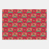 クリスマス休暇 | Joy to the Squirrel Pattern ラッピングペーパーシート (正面2)