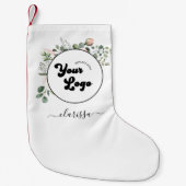 クリスマス会社のビジネスロゴと従業員名 スモールクリスマスストッキング (正面)