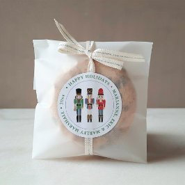 クリスマス伝統的くるみ割りカーハッピーホリデー ラウンドシール