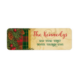 クリスマス伝統的のタータンチェック住所 ラベル