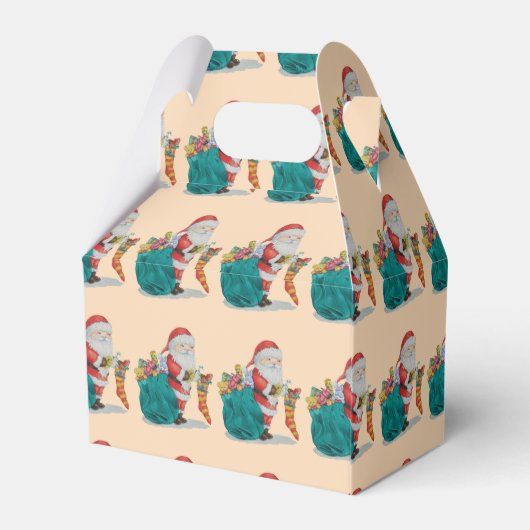 クリスマス伝統的の準備をする可愛いサンタ フェイバーボックス (裏面サイド)