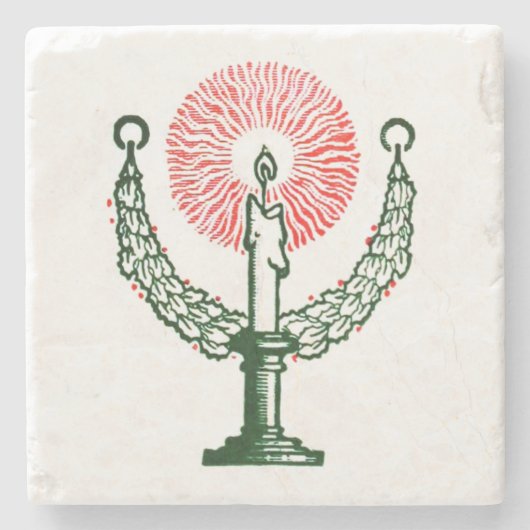 クリスマス伝統的キャンドル ストーンコースター (正面)