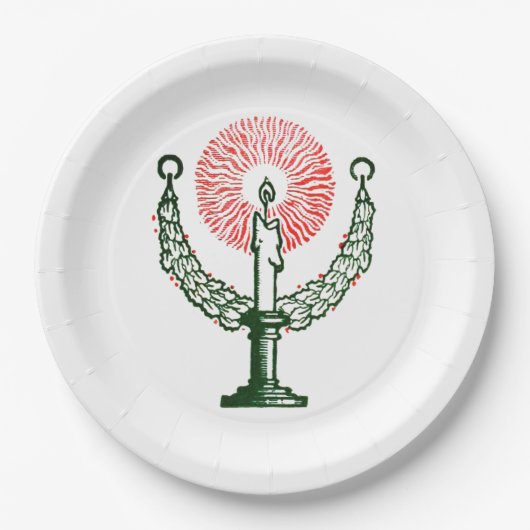 クリスマス伝統的キャンドル ペーパープレート (正面)