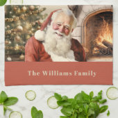 クリスマス伝統的サンタクロース キッチンタオル (折り畳み)