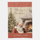 クリスマス伝統的サンタクロース キッチンタオル (縦)