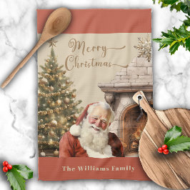 クリスマス伝統的サンタクロース キッチンタオル