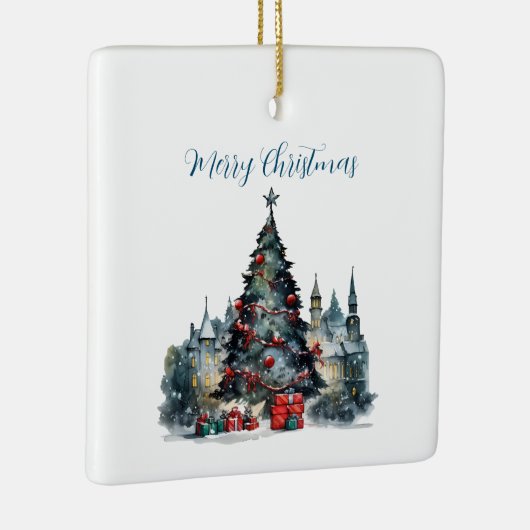 クリスマス伝統的シーン引用文メリークリスマス セラミックオーナメント (右)