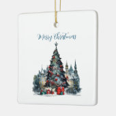 クリスマス伝統的シーン引用文メリークリスマス セラミックオーナメント (左)