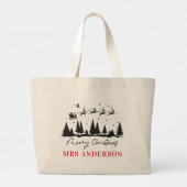 クリスマス伝統的トナカイそり先生トート ラージトートバッグ (裏面)