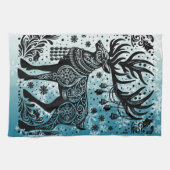 クリスマス伝統的トナカイ キッチンタオル (横)