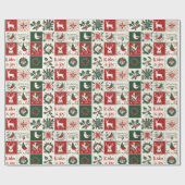 クリスマス伝統的パターン休日のプレイド ラッピングペーパー (フラット)