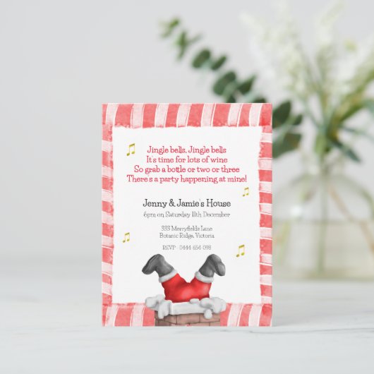 クリスマス伝統的パーティの招待状 ポストカード (スタンド正面)