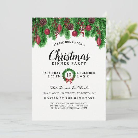 クリスマス伝統的パーティの招待状 招待状 (スタンド正面)