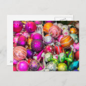 クリスマス伝統的マーケットでのガラスオーナメント シーズンポストカード (正面/裏面)