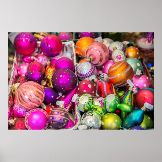クリスマス伝統的マーケットでのガラスオーナメント ポスター (正面)