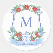 クリスマス伝統的モノグラムクレスト封筒用シール