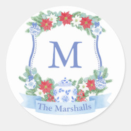 クリスマス伝統的モノグラムクレスト封筒用シール ラウンドシール