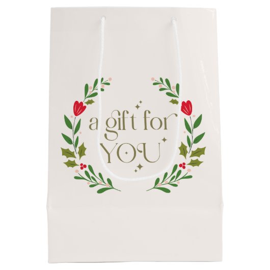 クリスマス伝統的リースギフト ミディアムペーパーバッグ (裏面)