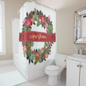 クリスマス伝統的リースシャワーカーテン シャワーカーテン (インサイチュ)
