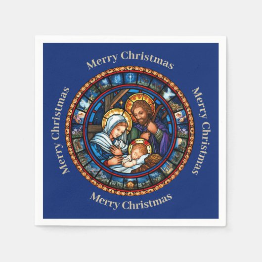 クリスマス伝統的出生シーン スタンダードカクテルナプキン (正面)