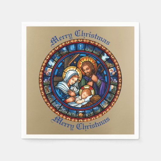 クリスマス伝統的出生シーン スタンダードカクテルナプキン (正面)