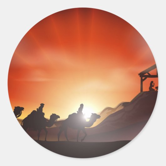 クリスマス伝統的出生シーン ラウンドシール (正面)