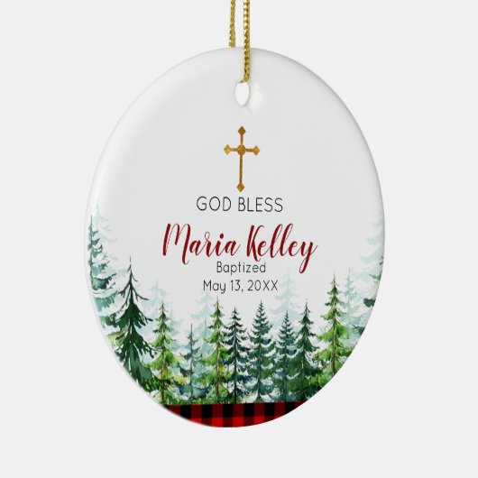 クリスマス伝統的女子パーソナライズされたバプテスマ セラミックオーナメント (右)