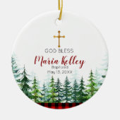 クリスマス伝統的女子パーソナライズされたバプテスマ セラミックオーナメント (正面)