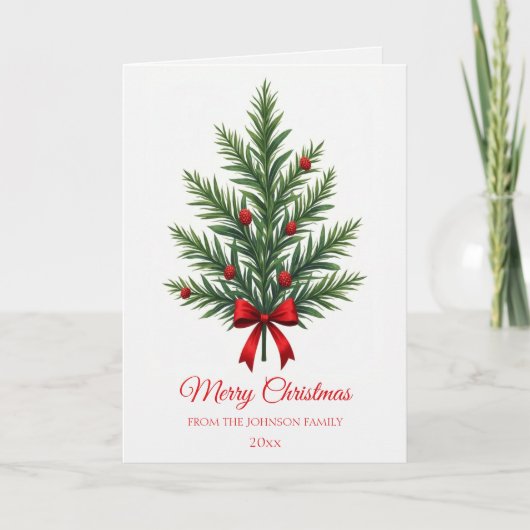 クリスマス伝統的植物家族の挨拶 カード (正面)