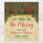 クリスマス伝統的食べドリンクメリービー ワインラベル (シングルラベル)