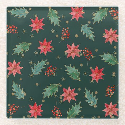 クリスマス伝統的 ガラスコースター (正面)