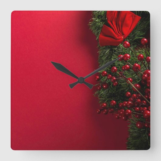 クリスマス伝統的 スクエア壁時計 (正面)