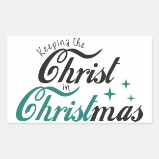 クリスマス保にキリストが 長方形シール