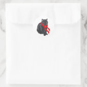 クリスマス保に暖かい黒猫 ラウンドシール (バッグ)