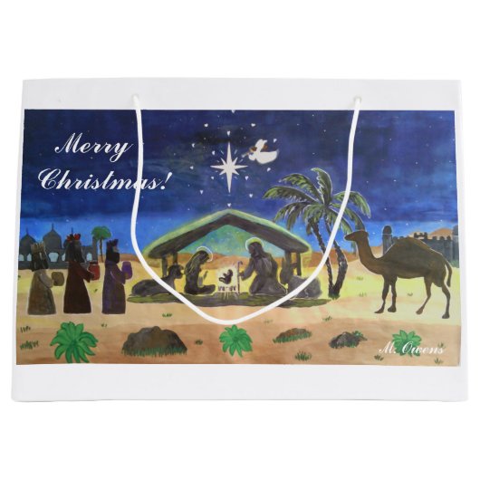 クリスマス保の抱き枕にキリスト ラージペーパーバッグ (正面)