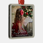 クリスマス信じに。フォト&ホワイトスターズホリデー メタルオーナメント (右)