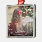 クリスマス信じに。フォト&ホワイトスターズホリデー メタルオーナメント (左)