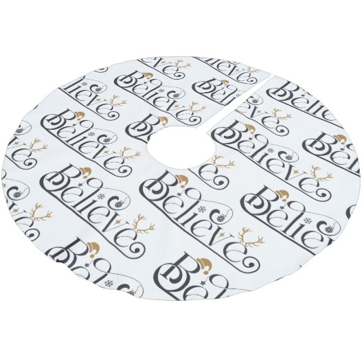 クリスマス信じに ブラッシュドポリエステルツリースカート (アングル)