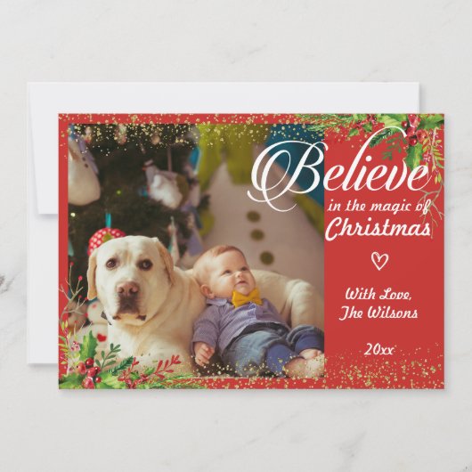 クリスマス信じのフローラ写真の魔法で シーズンカード (正面)